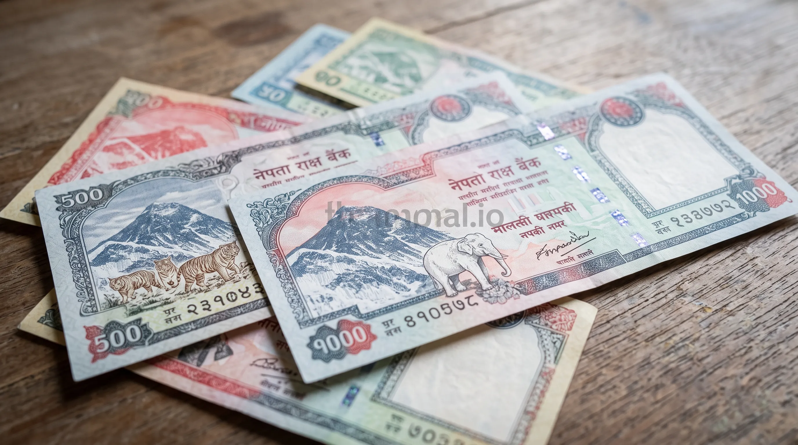 Nepalese Rupee banknotes and coins